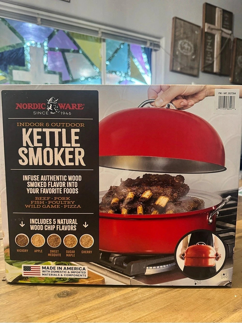Nordic Ware Indoor & Outdoor Kettle Smoker Red & Black